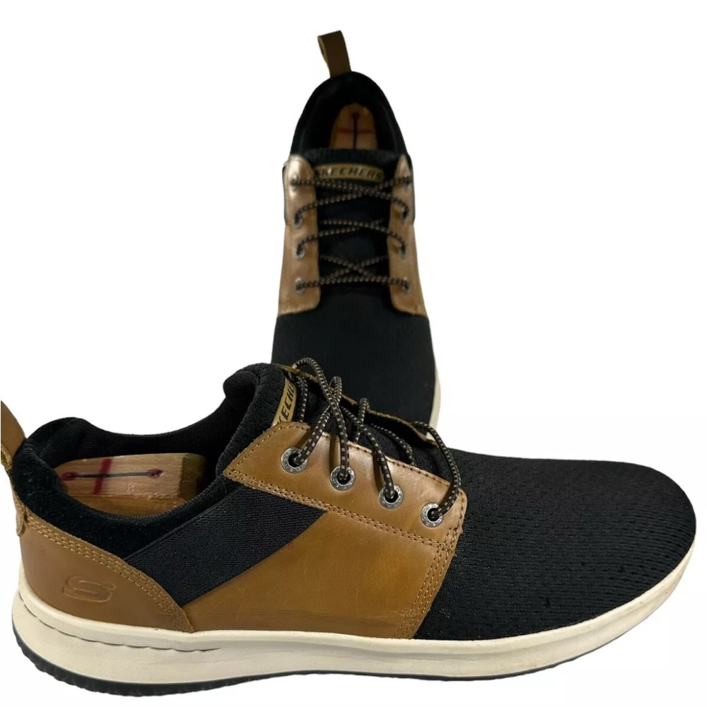 Skechers Classic Fit Air Cooled Memory Foam Mens Black Mesh Sneakers - Picture 2 of 9